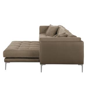 Ecksofa Agueada IV Kunstleder / Webstoff Latte Macchiato - Longchair davorstehend rechts