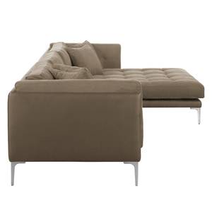 Ecksofa Agueada IV Kunstleder / Webstoff Latte Macchiato - Longchair davorstehend rechts