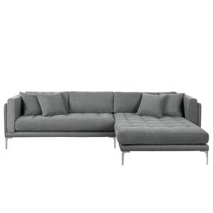 Ecksofa Agueada IV Kunstleder / Webstoff Platin - Longchair davorstehend rechts