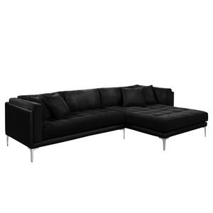 Ecksofa Agueada IV Kunstleder / Webstoff Schwarz - Longchair davorstehend rechts