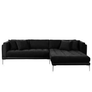 Ecksofa Agueada IV Kunstleder / Webstoff Schwarz - Longchair davorstehend rechts