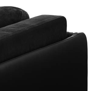 Canapé d'angle Agueada IV Imitation cuir / Tissu - Noir - Méridienne courte à droite (vue de face)