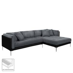 Ecksofa Agueada IV Kunstleder / Webstoff Schwarz / Grau - Longchair davorstehend rechts