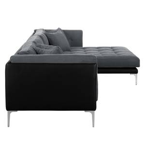 Ecksofa Agueada IV Kunstleder / Webstoff Schwarz / Grau - Longchair davorstehend rechts