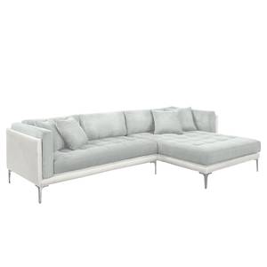 Ecksofa Agueada IV Kunstleder / Webstoff Weiß / Silber - Longchair davorstehend rechts