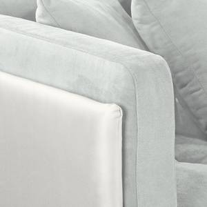 Canapé d'angle Agueada IV Imitation cuir / Tissu - Blanc / Argenté - Méridienne courte à droite (vue de face)
