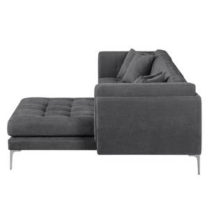 Ecksofa Agueda II Webstoff Dunkelgrau - Longchair davorstehend rechts