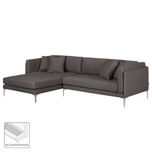 Ecksofa Agueda I Webstoff Braun - Longchair davorstehend links