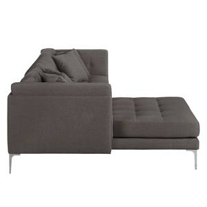 Ecksofa Agueda I Webstoff Braun - Longchair davorstehend links