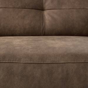 Canapé d'angle Aledo Aspect cuir vieilli - Brun - Méridienne longue à gauche (vue de face)