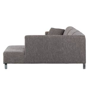 Ecksofa Almeirim Strukturstoff Braungrau Longchair davorstehend rechts