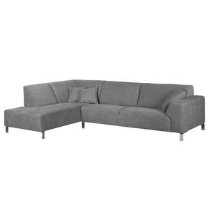 Ecksofa Almeirim Webstoff Longchair/Ottomane davorstehend links - Grau