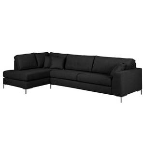 Ecksofa Amarante Webstoff Schwarz - Longchair davorstehend links