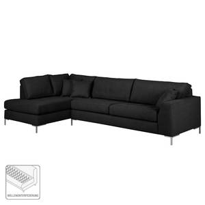 Ecksofa Amarante Webstoff Schwarz - Longchair davorstehend links