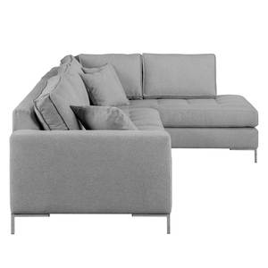 Ecksofa Amarante Webstoff Lichtgrau - Longchair davorstehend rechts