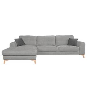 Ecksofa Amatola Microfaser Lichtgrau - Longchair davorstehend links