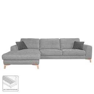 Ecksofa Amatola Microfaser Lichtgrau - Longchair davorstehend links