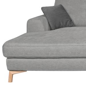 Ecksofa Amatola Microfaser Lichtgrau - Longchair davorstehend links