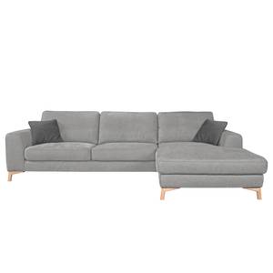 Ecksofa Amatola Microfaser Lichtgrau - Longchair davorstehend rechts