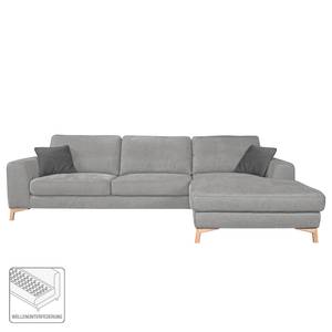 Ecksofa Amatola Microfaser Lichtgrau - Longchair davorstehend rechts