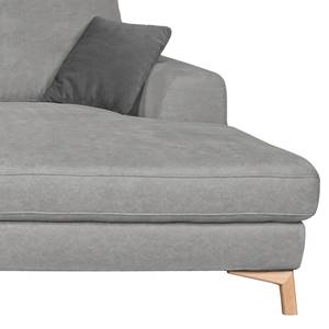 Ecksofa Amatola Microfaser Lichtgrau - Longchair davorstehend rechts