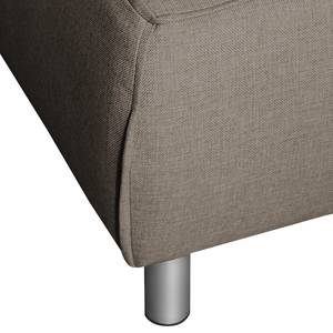 Ecksofa Ambesia Strukturstoff Longchair beidseitig montierbar - Cappuccino - Mit Hocker