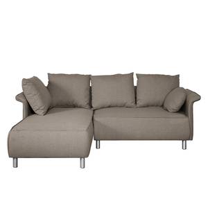 Ecksofa Ambesia Strukturstoff Longchair beidseitig montierbar - Cappuccino - Ohne Hocker