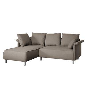 Ecksofa Ambesia Strukturstoff Longchair beidseitig montierbar - Cappuccino - Ohne Hocker