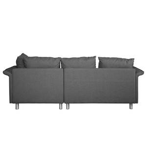 Ecksofa Ambesia Strukturstoff Longchair beidseitig montierbar - Dunkelgrau - Ohne Hocker