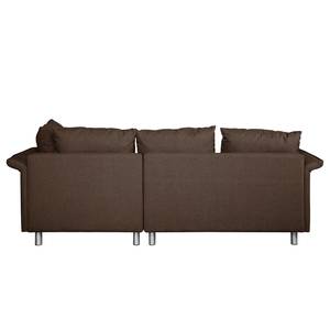 Ecksofa Ambesia Strukturstoff Longchair beidseitig montierbar - Havanna - Ohne Hocker