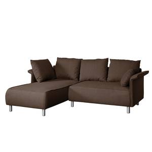 Ecksofa Ambesia Strukturstoff Longchair beidseitig montierbar - Havanna - Ohne Hocker