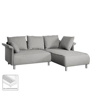 Ecksofa Ambesia Strukturstoff Longchair beidseitig montierbar - Platin - Ohne Hocker