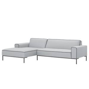 Ecksofa Ampio Duo I Webstoff Stoff Floreana: Hellgrau - Longchair davorstehend links - Grau