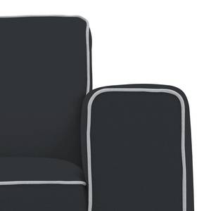 Ecksofa Ampio Duo I Webstoff Stoff Floreana: Anthrazit - Longchair davorstehend links - Schwarz