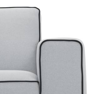 Ecksofa Ampio Duo I Webstoff Stoff Floreana: Hellgrau - Longchair davorstehend links - Schwarz