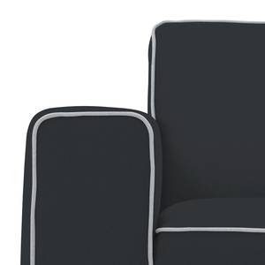 Ecksofa Ampio Duo I Webstoff Stoff Floreana: Anthrazit - Longchair davorstehend rechts - Grau