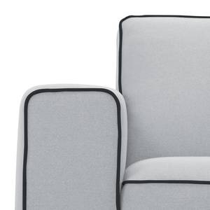 Ecksofa Ampio Duo I Webstoff Stoff Floreana: Hellgrau - Longchair davorstehend rechts - Schwarz