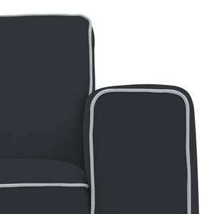 Hoekbank Ampio Duo II geweven stof Stof Floreana: Antraciet - Longchair vooraanzicht links - Grijs