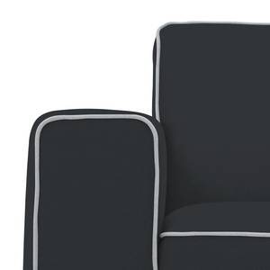 Ecksofa Ampio Duo II Webstoff Stoff Floreana: Anthrazit - Longchair davorstehend rechts - Schwarz