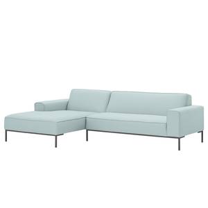 Ecksofa Ampio I Webstoff Stoff Floreana: Mintgrün - Longchair davorstehend links - Grau