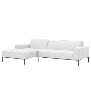 Ecksofa Ampio I Webstoff Stoff Floreana: Weiß - Longchair davorstehend links - Grau