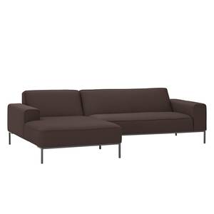 Ecksofa Ampio I Webstoff Stoff Naya: Braun - Longchair davorstehend links - Grau