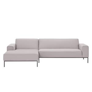 Ecksofa Ampio I Webstoff Stoff Naya: Grau-Beige - Longchair davorstehend links - Grau