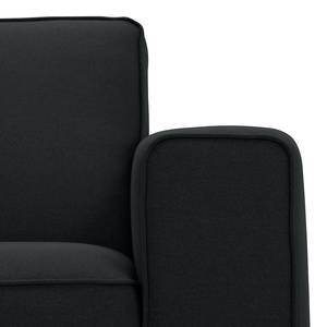 Ecksofa Ampio I Webstoff Stoff Floreana: Anthrazit - Longchair davorstehend links - Schwarz