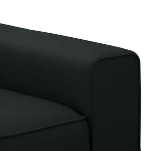 Ecksofa Ampio I Webstoff Stoff Floreana: Anthrazit - Longchair davorstehend links - Schwarz