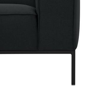 Ecksofa Ampio I Webstoff Stoff Floreana: Anthrazit - Longchair davorstehend links - Schwarz