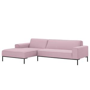 Ecksofa Ampio I Webstoff Stoff Floreana: Rosa - Longchair davorstehend links - Schwarz