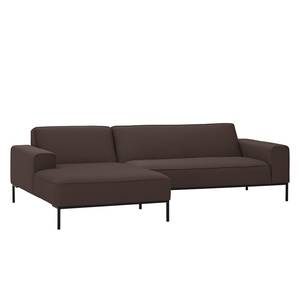 Ecksofa Ampio I Webstoff Stoff Naya: Braun - Longchair davorstehend links - Schwarz