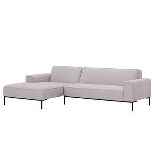 Ecksofa Ampio I Webstoff Stoff Naya: Grau-Beige - Longchair davorstehend links - Schwarz