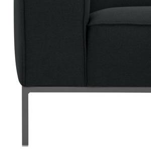 Ecksofa Ampio I Webstoff Stoff Floreana: Anthrazit - Longchair davorstehend rechts - Grau